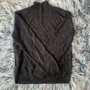 Perry Ellis Mens Quarter Zip  Sweater Size L Soft‎ Cable Knit Gray NEW with tags